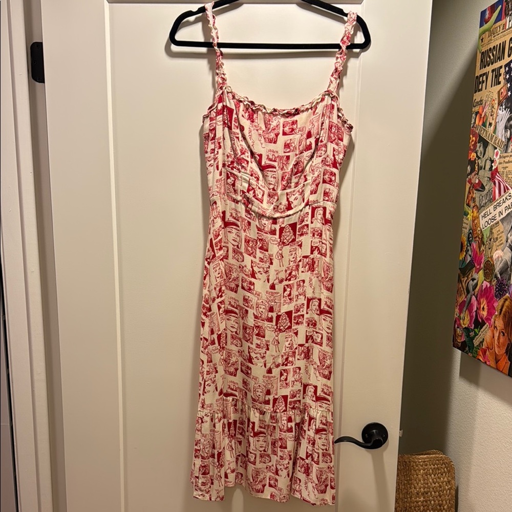 Reformation Red and White Spaghetti Strap Sundress